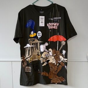 Warner Bros. Looney Tunes WILE E COYOTE Green Graphic Tee UNISEX LARGE